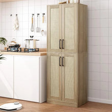 Load image into Gallery viewer, Kitchen Pantry or Bathroom Cabinet - 4 Rattan Doors, Adjustable Shelves