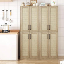 Load image into Gallery viewer, Kitchen Pantry or Bathroom Cabinet - 4 Rattan Doors, Adjustable Shelves