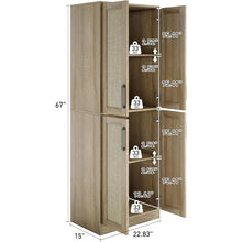 Load image into Gallery viewer, Kitchen Pantry or Bathroom Cabinet - 4 Rattan Doors, Adjustable Shelves