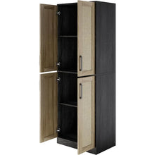 Load image into Gallery viewer, Tall Pantry Cabinet, 4 Rattan Doors, Adjustable Shelves, Freestanding Cupboard