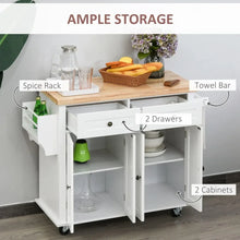 Load image into Gallery viewer, Dining Room Rolling Kitchen Trolley - Cart with Top Shelf, Racks, and Storage Drawers