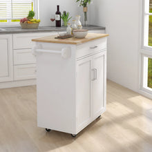 Load image into Gallery viewer, Rubber Wood Kitchen Trolley Cart with Adjustable Shelves and Towel Rack