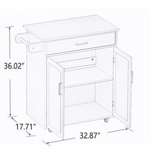 Load image into Gallery viewer, Rubber Wood Kitchen Trolley Cart with Adjustable Shelves and Towel Rack