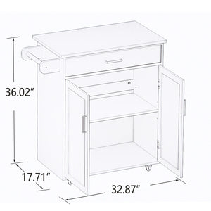 Rubber Wood Kitchen Trolley Cart with Adjustable Shelves and Towel Rack