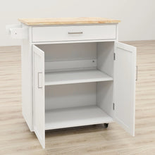 Load image into Gallery viewer, Rubber Wood Kitchen Trolley Cart with Adjustable Shelves and Towel Rack