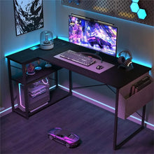 Load image into Gallery viewer, L-Shaped Computer Desk with Power: 47&quot; Small Corner Gaming Desk, Reversible Shelves