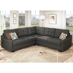 "Versatile L-Shaped Corner Sofa - Convertible 4-Seater for Small Spaces, Modern Design