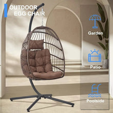 Load image into Gallery viewer, Hanging Egg Swing Chair with Stand - Egg Chair, Wicker, Cushioned Headrest