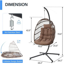 Load image into Gallery viewer, Hanging Egg Swing Chair with Stand - Egg Chair, Wicker, Cushioned Headrest