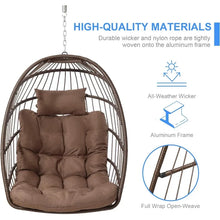 Load image into Gallery viewer, Hanging Egg Swing Chair with Stand - Egg Chair, Wicker, Cushioned Headrest