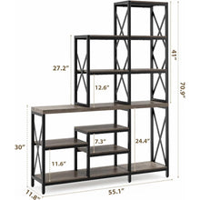 Load image into Gallery viewer, &quot;Modern Ladder Bookcase with Metal Frame - 14 Multi-Tier Storage Shelves