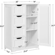 Load image into Gallery viewer, Spacious 4-Drawer Bathroom Floor Cabinet with Single Door, Versatile Freestanding Storage