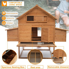 Load image into Gallery viewer, &quot;Large Wooden Chicken Coop for 8-10 Chickens - Waterproof, Run, 2 Nests, PVC Cover