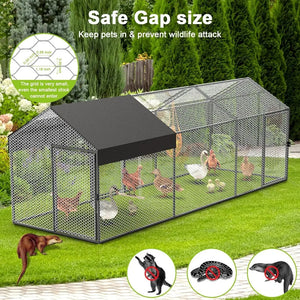 120"x40"x40" Metal Chicken Coop & Run | Portable Backyard Poultry Cage