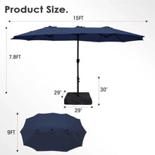 Load image into Gallery viewer, Outdoor Patio Table Umbrella - 15ft, Double-Sided Rectangular w/ Crank