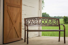 Load image into Gallery viewer, Country Style Metal Outdoor Bench: &quot;TX94101&quot; Welcome Design, Patio Seating