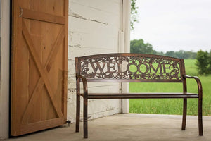 Country Style Metal Outdoor Bench: "TX94101" Welcome Design, Patio Seating