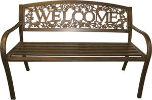 Country Style Metal Outdoor Bench: "TX94101" Welcome Design, Patio Seating