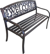 Load image into Gallery viewer, Country Style Metal Outdoor Bench: &quot;TX94101&quot; Welcome Design, Patio Seating