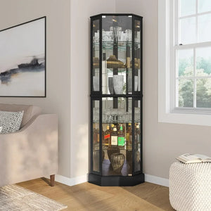 Living Room Display Cabinet - Triple Glazed Tempered Glass Doors & Shelves