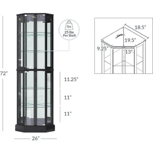 Living Room Display Cabinet - Triple Glazed Tempered Glass Doors & Shelves