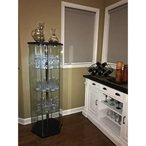 Elegant Hexagon Glass Curio Cabinet - Traditional 3-Shelf Display Cabinet