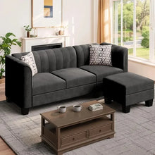 Load image into Gallery viewer, Linen Fabric L-Shaped Sectional Sofa | 3-Seat Small Couch for Living Room