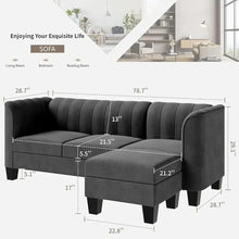 Load image into Gallery viewer, Linen Fabric L-Shaped Sectional Sofa | 3-Seat Small Couch for Living Room