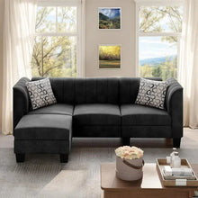 Load image into Gallery viewer, Linen Fabric L-Shaped Sectional Sofa | 3-Seat Small Couch for Living Room