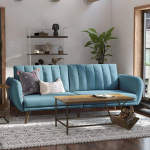 Premium Light Blue Sofa with Wooden Legs, Living Room Furniture