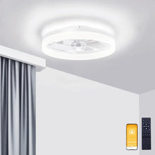 Load image into Gallery viewer, White 19.7&quot; Flush Mount Ceiling Fan with Lights - Low Profile, Remote Control