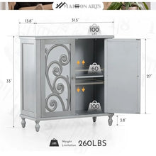 Load image into Gallery viewer, Accent Storage Cabinet with Doors &amp; Shelves, Modern Mirror Door Accent Cabinet