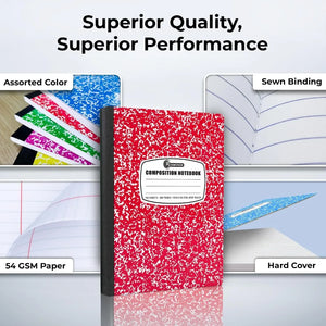 Bulk 48-Pack Composition Notebooks, 200 Wide-Ruled Pages, 9-3/4 x 7-1/2, For School