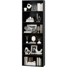 Load image into Gallery viewer, Freestanding 6-Shelf Tall Black Bookcase - Open Design Display Storage Unit