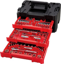 Load image into Gallery viewer, Comprehensive Machine Tool Kit, 1/4&quot; and 3/8&quot; Drives, Includes 3-Drawer Sturdy Toolbox