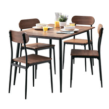 Load image into Gallery viewer, 5-Piece Dining Room Set - Modern Wood &amp; Metal, Seats 4, Indoor, Walnut Color