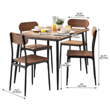 Load image into Gallery viewer, 5-Piece Dining Room Set - Modern Wood &amp; Metal, Seats 4, Indoor, Walnut Color