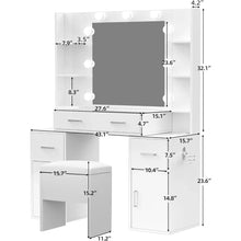 Load image into Gallery viewer, Sleek Vanity Mirror Desk with Lighting, USB Charging, Adjustable Brightness for Beauty Routine