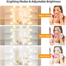 Load image into Gallery viewer, Sleek Vanity Mirror Desk with Lighting, USB Charging, Adjustable Brightness for Beauty Routine