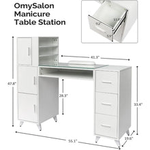 Load image into Gallery viewer, Acetone Resistant Nail Desk w/ Wrist Rest: Manicure Table for Nail Techs, Glass Top