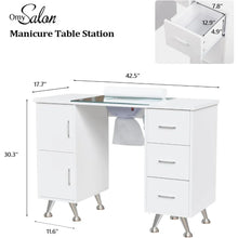 Load image into Gallery viewer, Nail Tech Manicure Table Desk - Glass Top, Wrist Rest, Beauty Salon Workstation