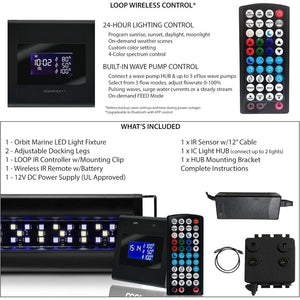 "Marine Aquarium LED Light 36-48” with 24-Hour Infrared & Wave Pump Control