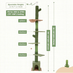 Cat Tree Tower 6 Tiers, 82-108" Tall - Floor to Ceiling Cat Tree, Fits 7-9 Ft Ceilings with Scratching