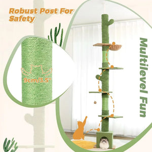 Cat Tree Tower 6 Tiers, 82-108" Tall - Floor to Ceiling Cat Tree, Fits 7-9 Ft Ceilings with Scratching