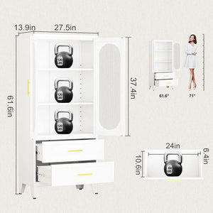 "Stylish Metal Armoire with Acrylic Glass Doors – Versatile Steel Storage Cabinet