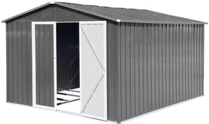 Metal Outdoor Storage Shed, 10FTx8FT Steel Utility Tool House with Door & Lock for Backyard