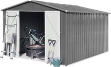 Load image into Gallery viewer, Metal Outdoor Storage Shed, 10FTx8FT Steel Utility Tool House with Door &amp; Lock for Backyard