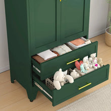 Load image into Gallery viewer, &quot;Metal Storage Cabinet, 2-Door Wardrobe with Adjustable Shelf &amp; 2 Drawers