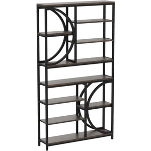 "Stylish 8-Shelf Bookcase, 77-Inch Tall Metal Frame Multi-Shelf Display Unit