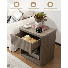 Load image into Gallery viewer, Modern Nightstand Set - Pair of Wide Wood Bedside Tables with Drawer Storage